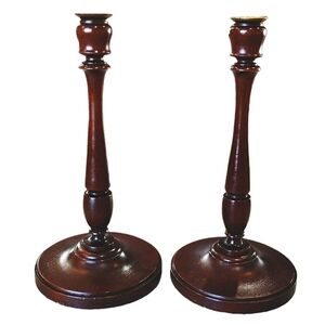 Vintage Paine Furniture Mahogany Candlesticks Pair | American Made